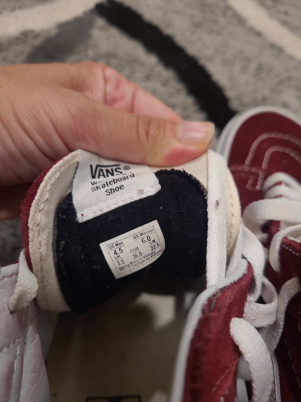 Vans Womens 6 Sk8-Hi High Top Suede Canvas Sneakers Maroon - Picture 6 of 12
